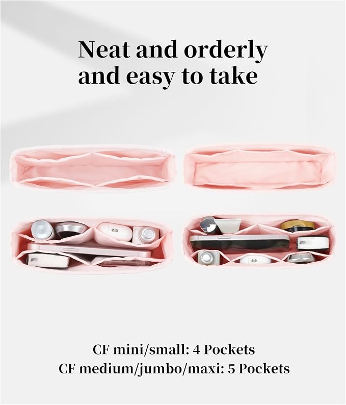 Purse Organizer Insert, Silky-Soft Lightweight Design, Multi-Pocket, Keeps Bag Organized & Protects Interior, Fits Chanel Classic Flap Maxi, Ideal for Travel & Daily Use(Rose Sakure, CF Maxi) - Image 4