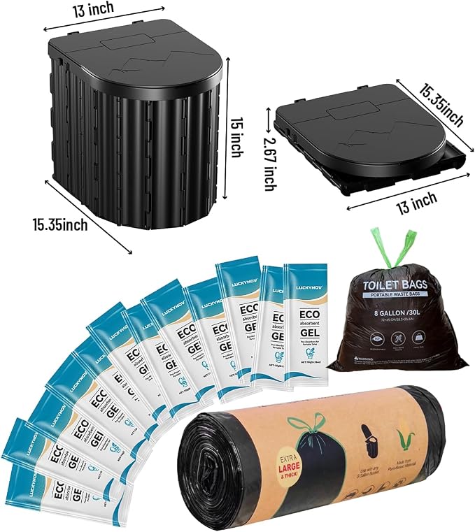 Portable Toilet with Urine Gel & Leak-Proof Bags – Odorless Camping Toilet for Adults & Kids, Outdoor Travel Potty with Ergonomic Design - Image 7