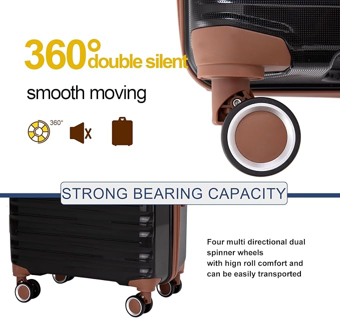 Travelhouse Luggage Sets 5 Piece with Double Spinner Wheels,PP Hardside Suitcase Sets with TSA Lock,Carry On Luggage Set with Travel Duffle Bag for Women and Men - Image 4