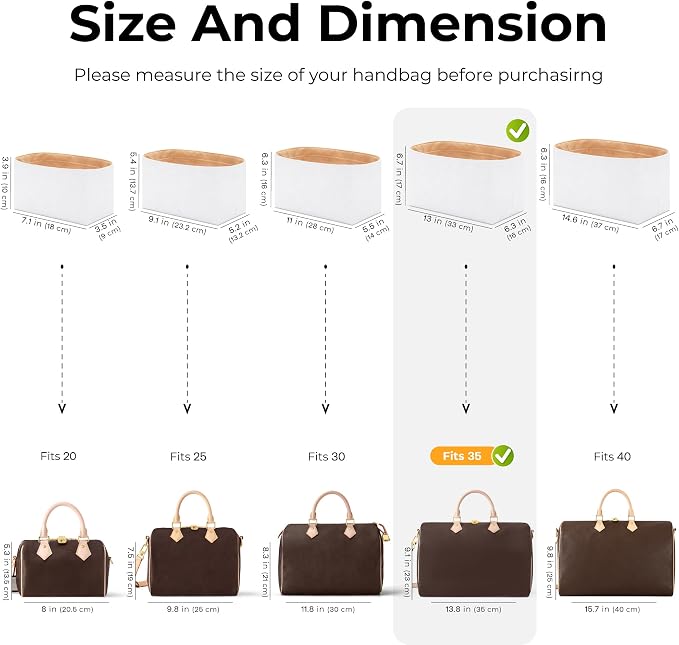 Tote Bag Organizer Insert for LV Speedy35 handbag, Custom Fit Inside Premium Vanile Lightweight WaterResistant Purse Insert with Cup Holder Accessories - Image 2