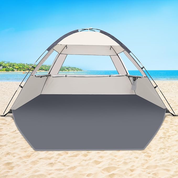 COMMOUDS Beach Tent Sun Shelter for 3/4/6/8 Person, UPF 50+ UV Protection Beach Shade Canopy Tent, Lightweight, Easy Set Up and Carry by COMMOUDS