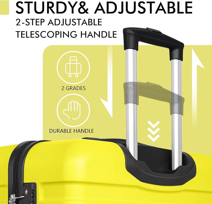 AnyZip Luggage PC ABS Hardside Lightweight Suitcase with 4 Universal Wheels TSA Lock Checked-Medium 24 Inch Yellow - Image 7