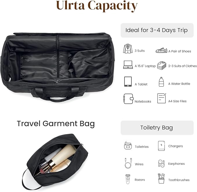 S-ZONE Garment Duffle Bags for Travel Carry on Convertible 2 in 1 Suit Bags Hanging Suitcase with Toiletry Bag 50L - Image 6