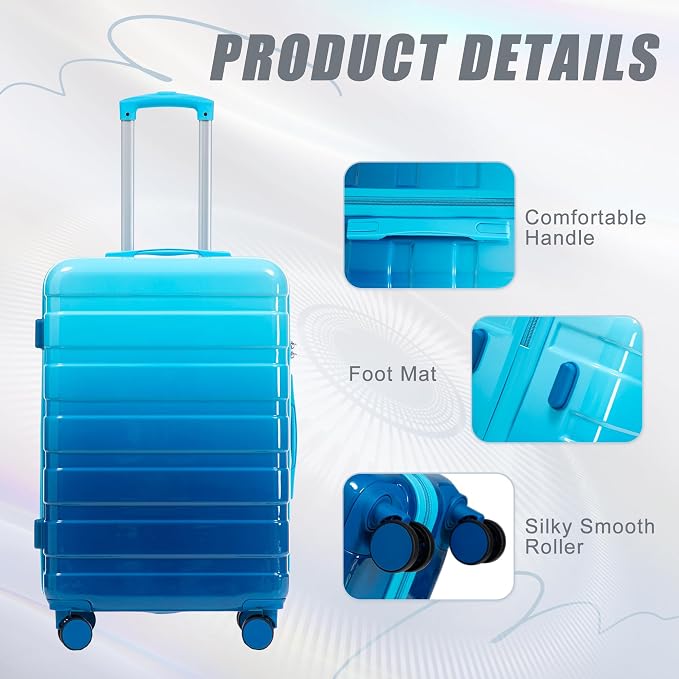 3 Luggage Sets, ABS Hardshell Suitcase Spinner Wheels with Lock - Image 7