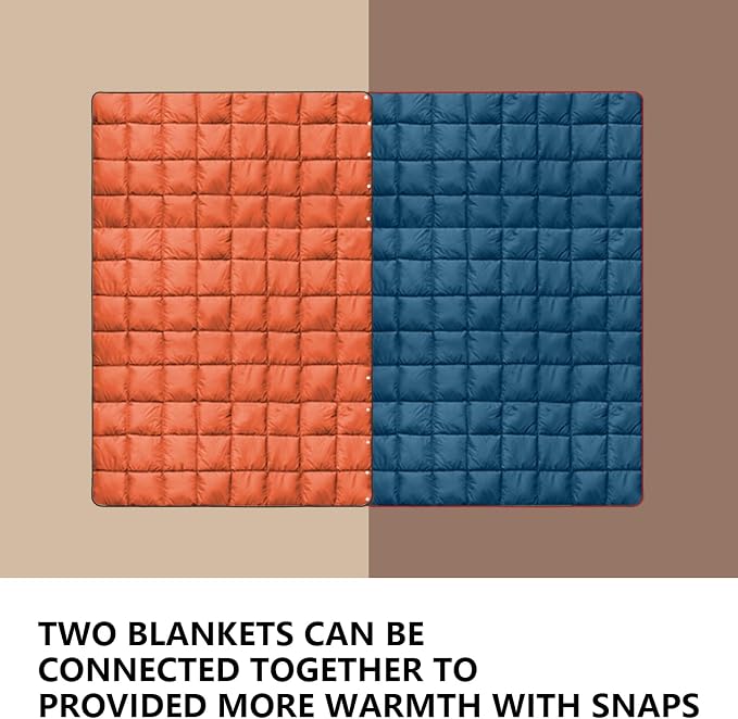 zzlamb Puffy Down Camping Blanket Water-Repellent, Down Throw Travel Blanket Portable for Outdoor, Light Warm Quilt for Couch Plane Car Theater Stadium Picnic RV Backpacking Hammock - Image 6