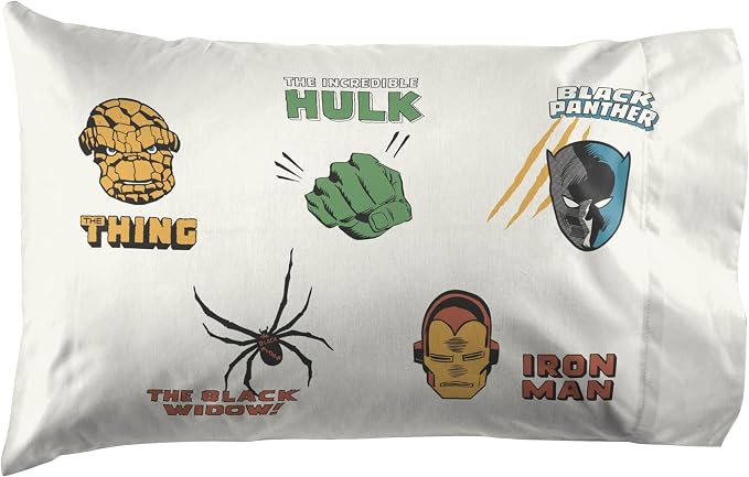 Jay Franco Kids Sheet Set with Fitted, Flat Sheets & Pillow Cover - Ultra-Soft Bedding with Pillowcase for Room Decor, White - Marvel Comics, 3 Piece Twin - Image 3