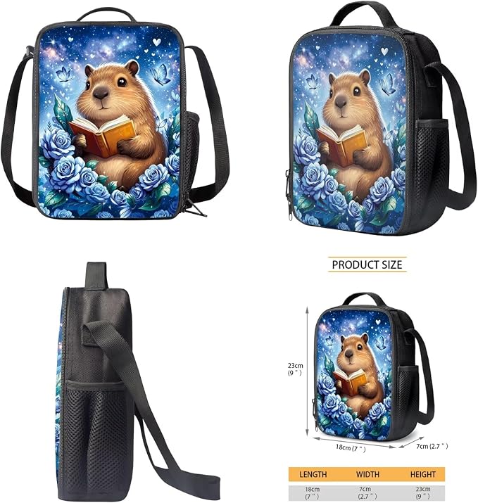 Cute Capybara Backpack Girls 4 Piece School Bag Set with Lunch Box and Pencil Case Kids Back to School Reading Animal Bookbag with Adjustable Padded Strap, 17 Inch - Image 5