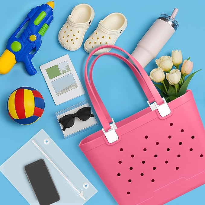 X-Large Rubber Beach Tote Bag, 18.9 "L x 9.4 "W x 13.8 "H Waterproof EVA Beach Totes with Zipper Pocket - Image 7