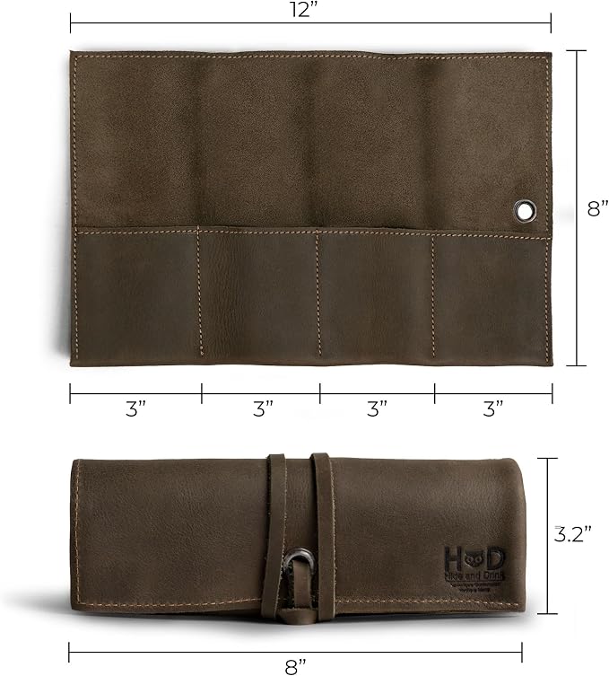 Hide & Drink, Leather Watch Roll Organizer Handmade from Full Grain Leather, Holds Up to 4 Watches, Easy Carry On Watchlover Storage (Dark Jade) - Image 4