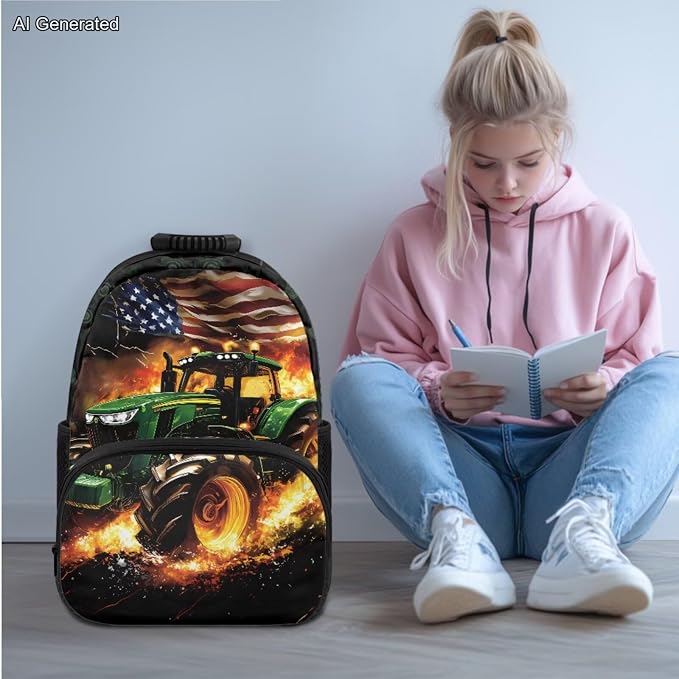Flying Buggy School Backpack for Kids Cool Little Boys Schoolbag Set with Lunch Box Pencil Case Water Bottle Sleeve Elementary School Bookbag for 3Th 4Th 5Th Grade Large Book Bags 17 inch - Image 2