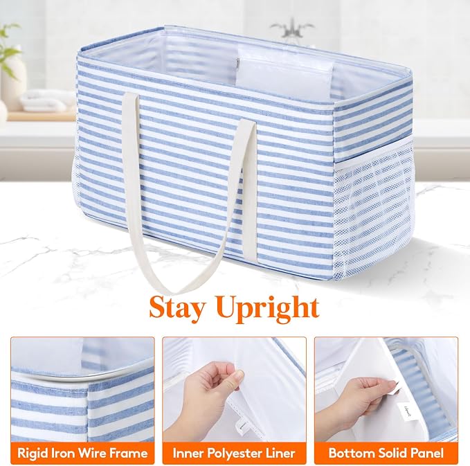 Lifewit Extra Large Tote Bag, Reusable Grocery Bags with Metal Wire Frame and Handles - Image 3