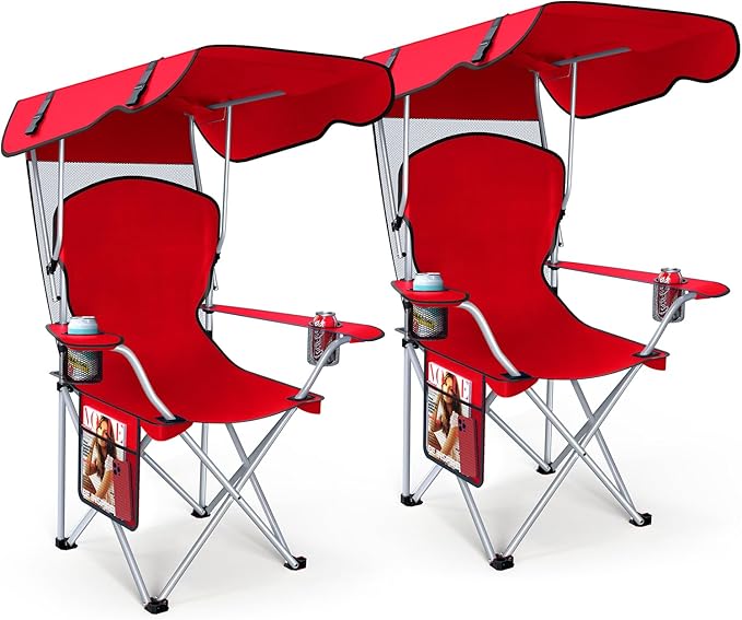 VTOY Portable Camping Chair with Canopy - Folding Chair with Canopy, Durable 600D Oxford Canopy Chair for Camping, Beach, Picnics, Fishing & Sports by VTOY