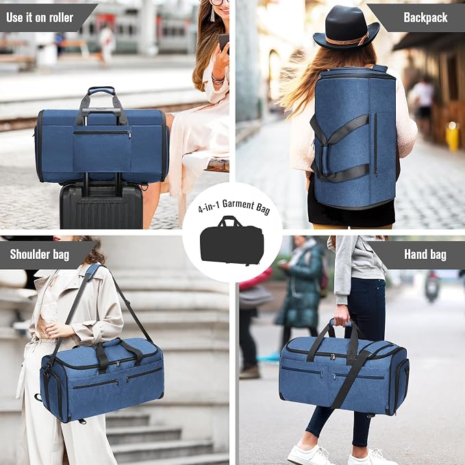 Bukere Garment Duffle Bags for Travel, Convertible Carry on Bag with Shoe Compartment, 3 in 1 Travel Suit Bag with Backpack Shoulder Strap for Men Women - Image 7