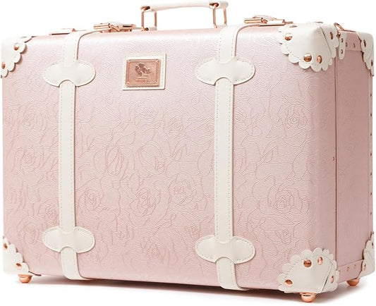 urecity Vintage and Cute Carry-on Overnight Case Non-wheeled Mini Leather Trunk Suitcase with Shoulder Strap by urecity