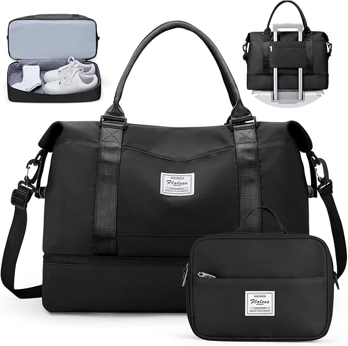 Travel Duffel Bag with Shoes Compartment,Weekender Bags for Women Travel | Overnight Carry-On Bag with Toiletry Bag, For Spirit Airlines 18x14x8 Personal Item Bag by HYC00