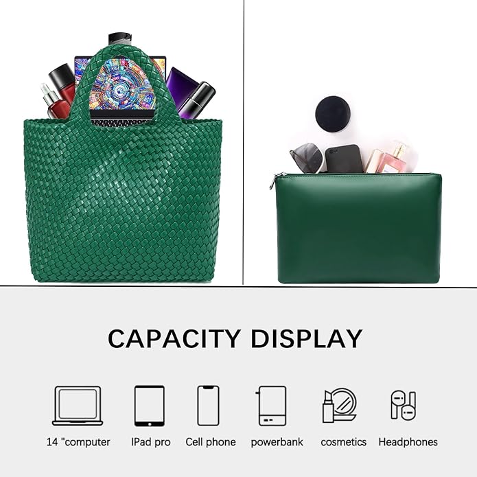 JINMANXUE Fashion Woven Bag Shopper Bag Travel Handbags and Purses Women Tote Bag Large Capacity Shoulder Bags - Image 4