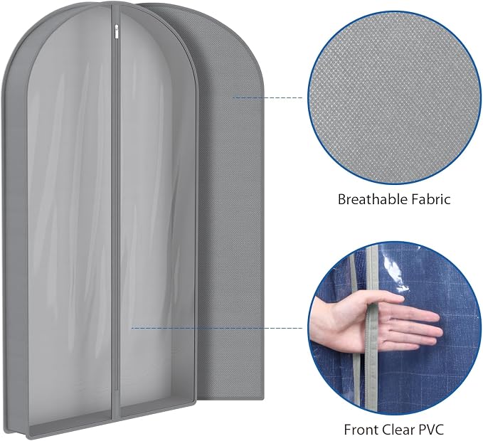 Zilink 40" Suit Bags for Closet Storage Clear Mink Coat Storage Bag Hanging Garment Bags for Storage with 4" Gussets for Suit, Fur Coat, Leather Jacket, Shirts and Sweater, Set of 4 - Image 5