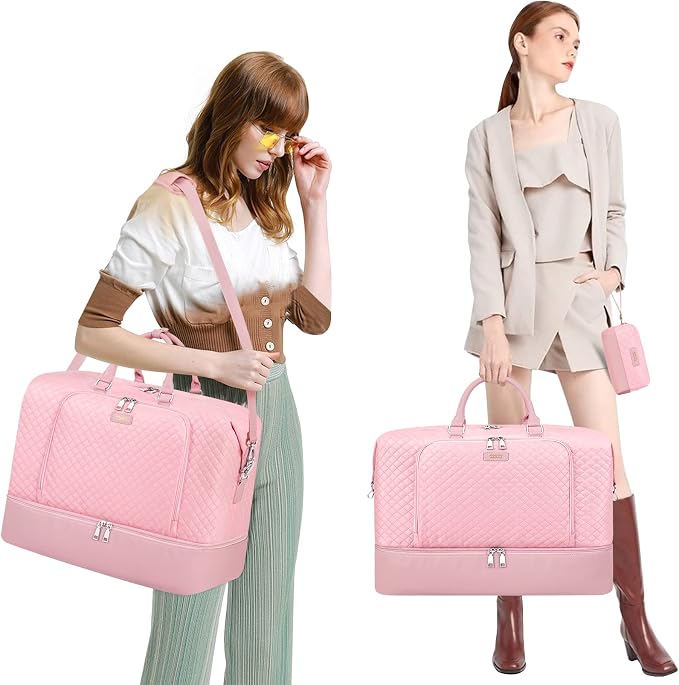 Travel Weekender Bag for Women, 21" Overnight Bag with Shoe Compartment 50L Large Travel Duffel Bag Carry On Tote for Weekend, Overnight, Business Trips, Water Resistant - Image 2