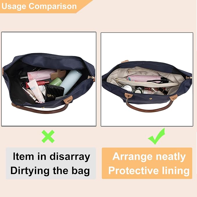 Doxo Purse Organizer Insert, Tote Bag Insert for LV Neverfull PM, C.oach City 30 and More, Ultra Lightweight Bag Organizer Insert with Zipper (Medium,Black-beige) - Image 4