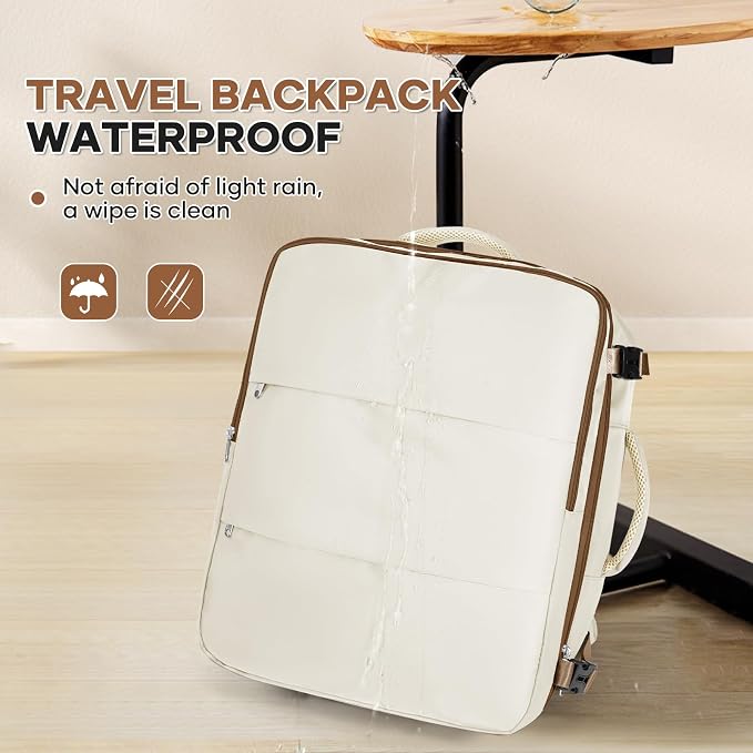 Travel Backpack For Women Men Carry on Backpack Luggage Flight Approved Personal item Travel Bag Essentials Mochila de viaje Laptop College Backpack Large Beige Brown - Image 9