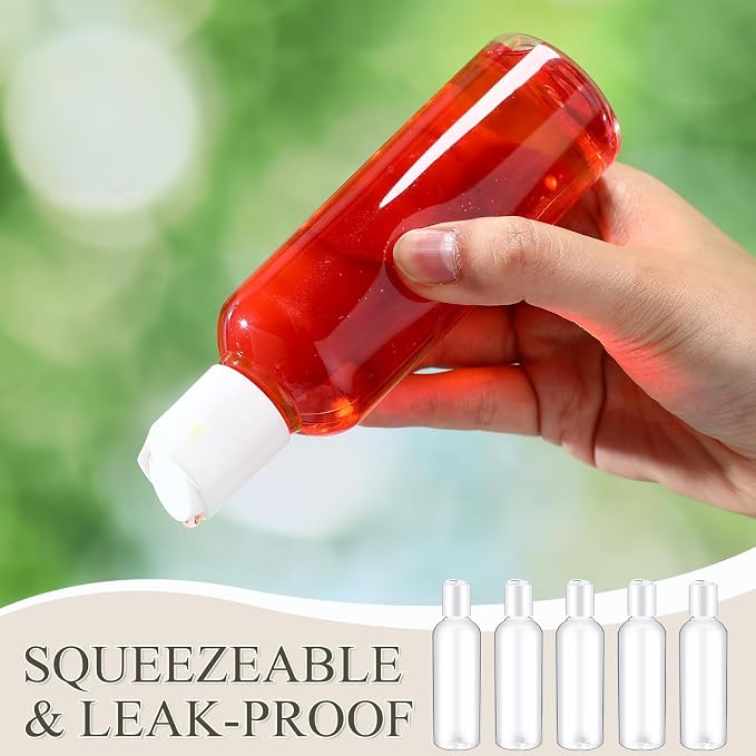 Roshtia 100 Pack 3.4 oz Travel Bottles for Toiletries, Clear Refillable Plastic Bottles with Disc Top Flip Cap, Leak Proof Empty Containers for Shampoo, Lotion, Essential Oil, Bulk Travel Size(White) - Image 6