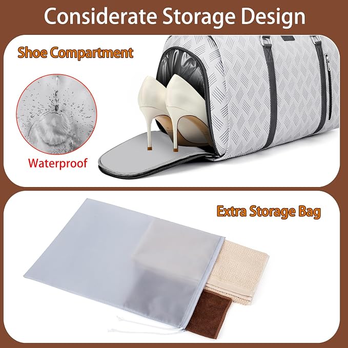 Convertible Garment Duffel Bag for Travel - Carry On Garment Bags With Toiletry Bag Large Weekender Bag for Men Women 2 in 1 Hanging Suitcase Suit Travel Duffel Overnight Bags 4pcs Set - Image 2