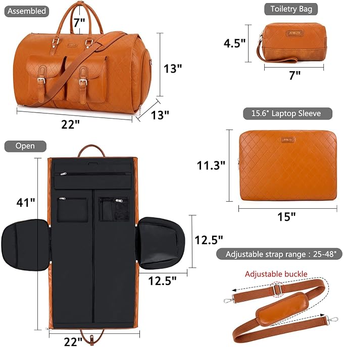 Garment Bag for Travel, Convertible Carry on Garment Duffel Bag for Men 3Pcs Weekender Bag 2 in 1 Hanging Suitcase Suit Bag - Image 7