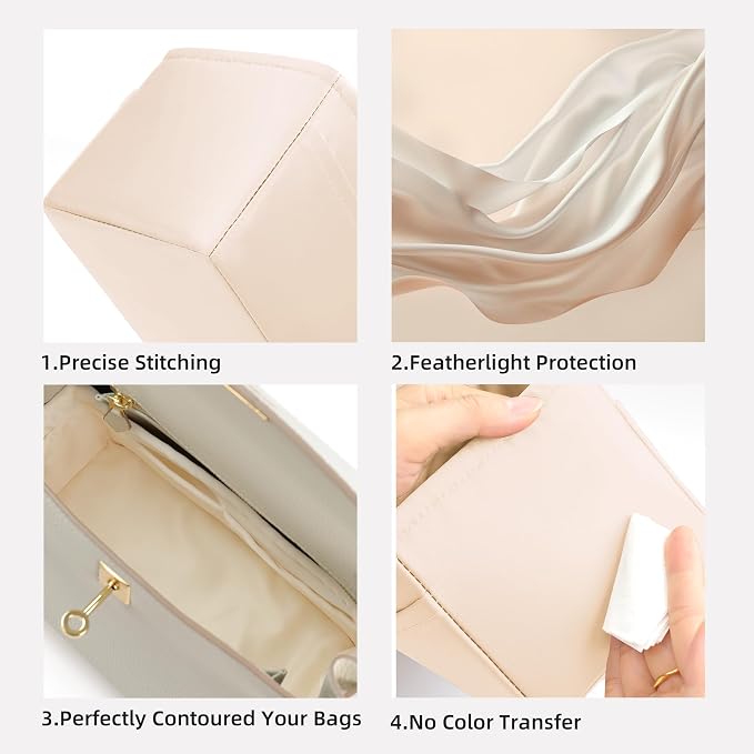 DGAZ Purse Organizer Silky Smooth,Silk,Luxury Handbag Tote in Bag Shapers, Women- Fits Birkin25/30/35/40 Bags (Craie, BK25) | Soft and Lightweight,Perfect Fit,Multi-pocket Storage,Bag Protector,Luxury Bag Care,Handmade,for Smooth Bag Organizer - Image 4