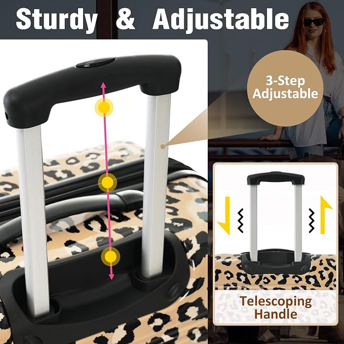 Merax Luggage Sets 3 Piece,Suitcase Set with Spinner Wheels 20/24/28 INCH | Hardside PC Expandable Lightweight Leopard Suitcase with Carry on Luggage,Leopard Brown - Image 5
