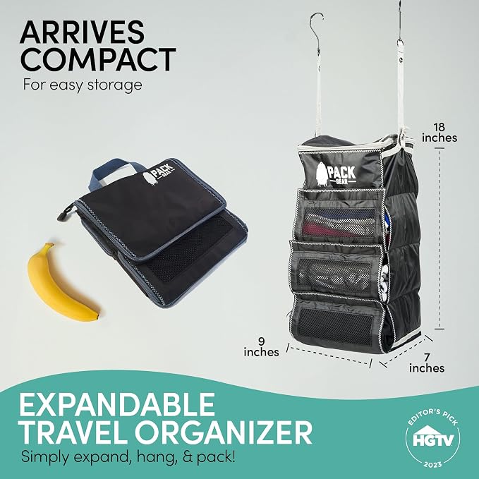Pack Gear Hanging Luggage Organizer - Our Carry On Closet Insert Fits Any Carry-On - Our Hanging Luggage Organizer Uses Velcro to Allow Instant Access to your Clothes (Mesh Black, Carry-On Size) - Image 2