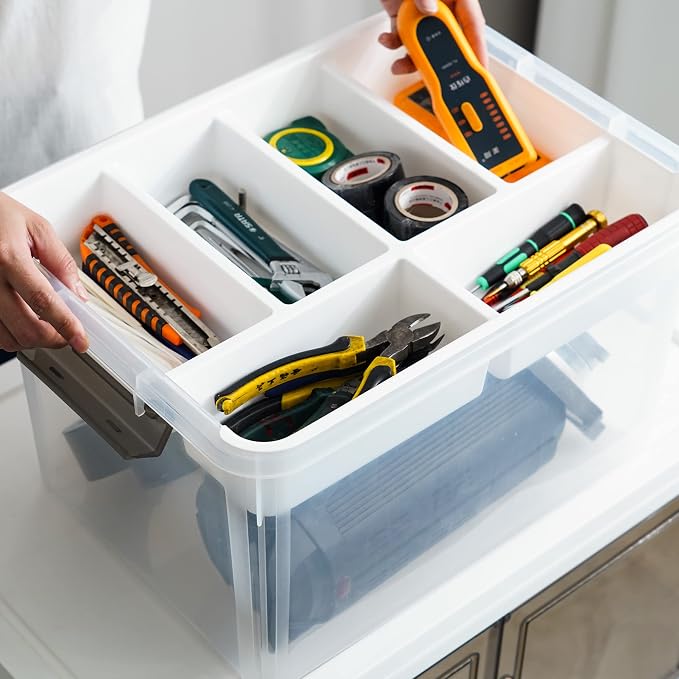 Citylife 17QT Clear Craft Organizers and Storage Box with Removable Tray | Stackable Art Supply Organizer Storage Bins with Lids for Beads, Markers, Sewing, Tools, Playdoh, Toys, Made in USA - Image 5