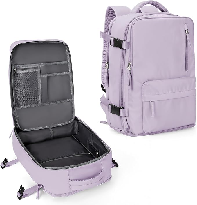WONHOX Large Travel Backpack Women, Carry On Backpack,Hiking Laptop Backpack Waterproof Outdoor Sports Rucksack Casual Daypack (Purple) by WONHOX