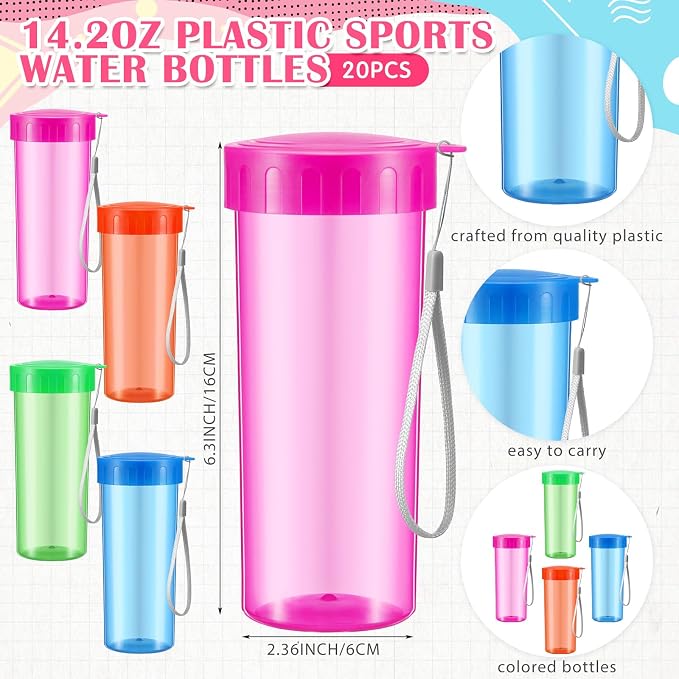 60 Pcs School Supplies Bulk Backpacks Water Bottle Pencil Pouch for Kids Backpack Donate Set for School Students(Classic Bottle,Green&blue&orange&fuchsia) - Image 4