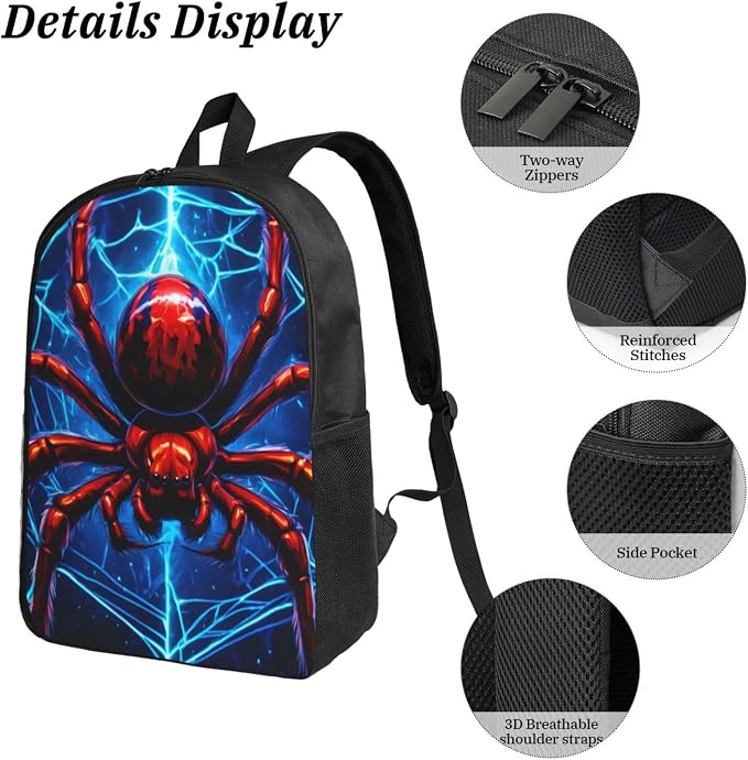 Halloween Kids School Backpack Set with Lunch Bag & Pencil Case 17 Inch Large Capacity School Bag Bookbag for Boys Girls - Image 5