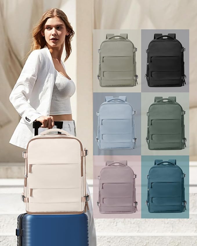 coowoz Travel Backpack Carry On for Women Man Gym Backpacks with Laptop Compartment Mochila de Viaje Teacher Personal Item Backpack Rucksack Airplane Accessories Must Haves Beige Brown - Image 7