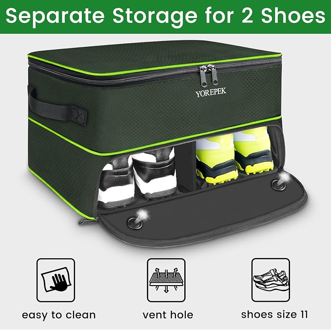YOREPEK 2 Layer Golf Trunk Organizer, Golf Gifts for Men with Separate Ventilated Compartment for 2 Pair Shoes, Waterproof Car Trunk Locker for Balls, Tees, Clothes, Gloves, Gifts for Golfers - Image 3