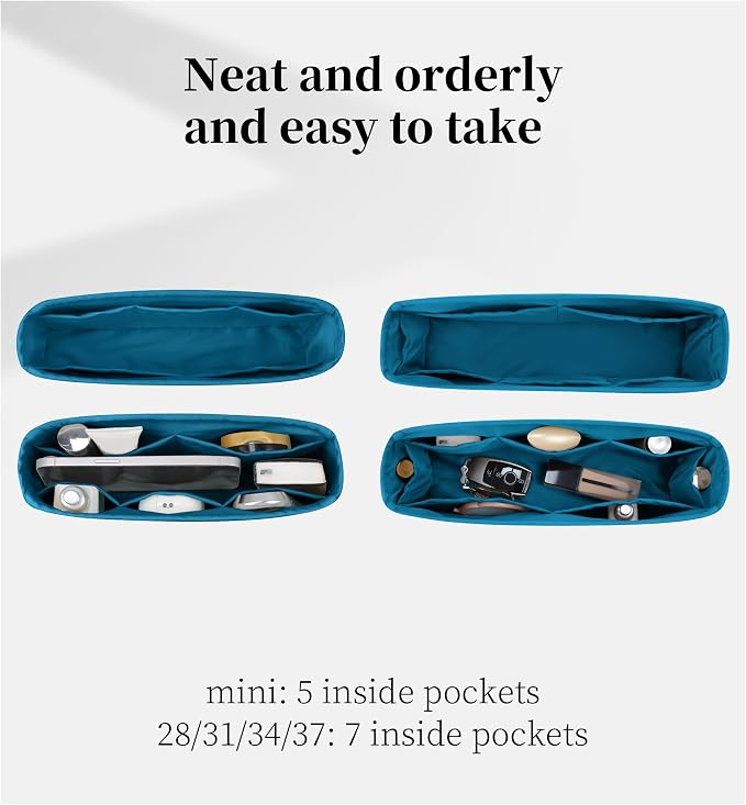 Purse Organizer Insert for Jypsiere 34, Lightweight & Soft Satin Bag Insert with Pockets for Women, Ideal for Travel, Shopping, and Daily Use, Multicolor Options(Blue Jean, J-34) - Image 2