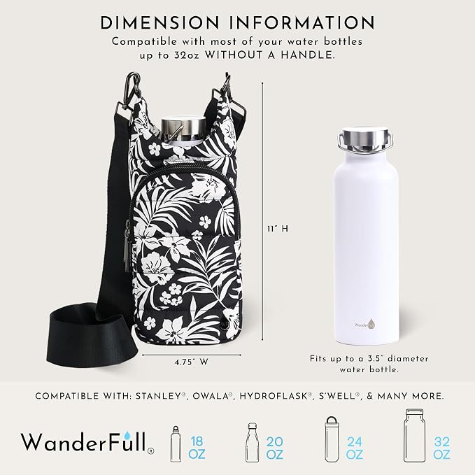 WanderFull® Original HydroBag®, Fits Up to 32 oz Water Bottle Holder with Strap, Gift for Women, Hands-Free Crossbody, Water Bottle Carrier Bag with Phone Pocket - Image 3