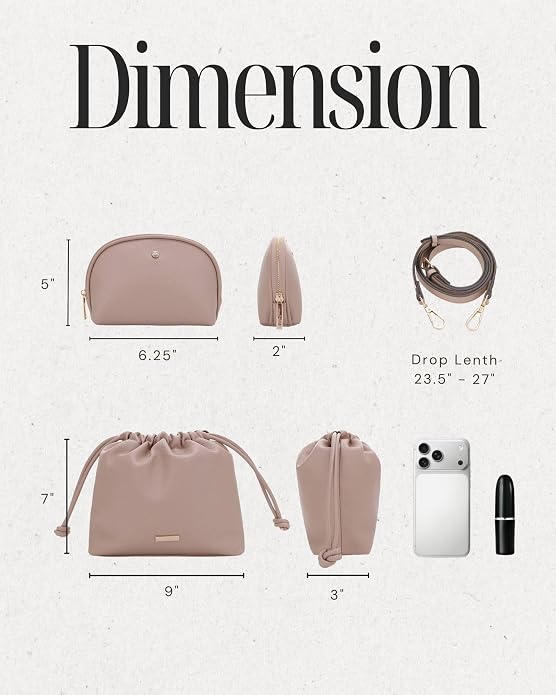 Mali+Lili Lola Beauty Bag Duo, Makeup Bag Travel Cosmetic Bag Set of 2, Vegan Leather Purse Crossbody Bags for Women and Girls, Cute Makeup Pouch, Travel Pouch, Crossbody Purses for Women | Duo - Image 3