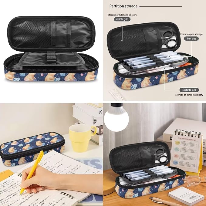 Capybara Backpack and Lunchbox Cute School Bag with Lunch Bag Pencil Case 17 Inch Large Capacity Solar System Planet Bookbag for 3rd Grade Girls Lunch Box Set, 3 Piece - Image 7
