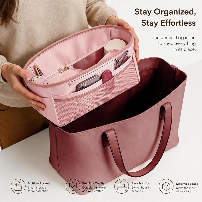 GIVLEFLY Purse Organizer Insert for Tote Bag, 13.78 Inch Satin Bag Organizer with Zipper Pocket, Multi Pocket Handbag Organizer - Image 5