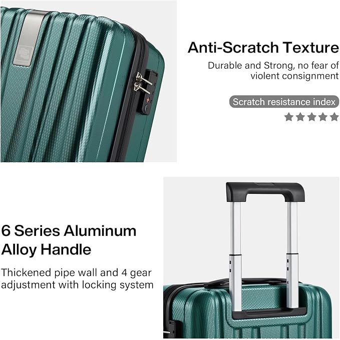 Hanke 16 Inch Underseat Carry on Luggage with Wheels,Small Hard Shell Suitcases for Weekender,Tsa Approved Lightweight Travel Luggage Suitcase for Womem Men,Blackish Green. - Image 5