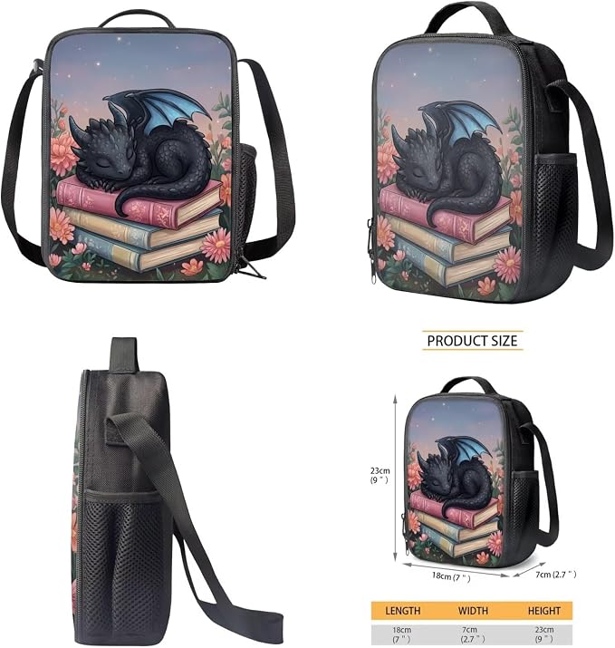 Cute Dragon Backpack Boys Girls Elementary School 4 Piece School Bag Set with Lunch Box and Water Bottle Holder Ages 6 7 8 9 10 11 12, Lightweight Waterproof Bookbag - Image 5