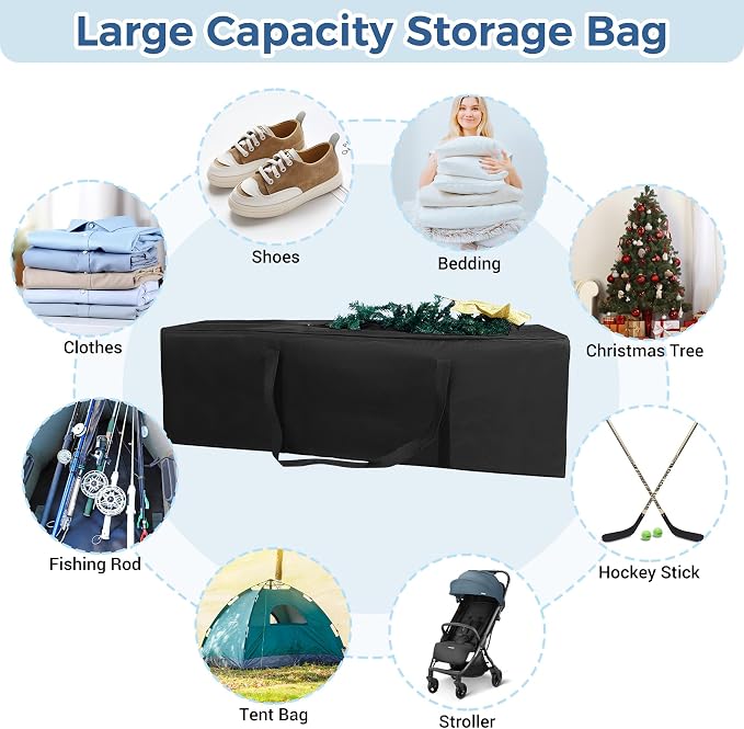 COOLBEBE 65" Sports Duffle Bag - 270L Extra Large Travel Duffel Luggage Bag with Upgrade 2-way Lockable Zippers, Sturdy & Water Resistant Long Duffle Bag for Camping Moving (Black 65inch) - Image 4