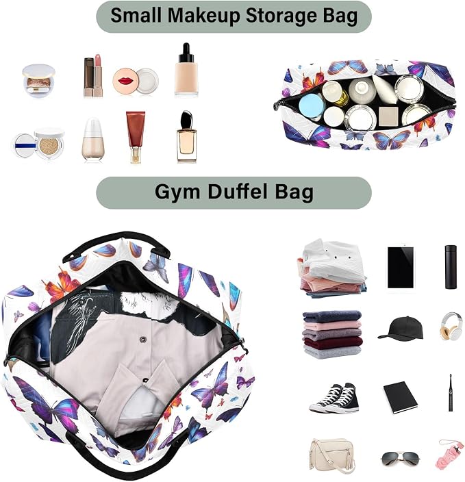 Beautiful Butterflies Travel Duffle Bag Gym Yoga Carry on Bags for Men Women Weekender Bag - Image 4