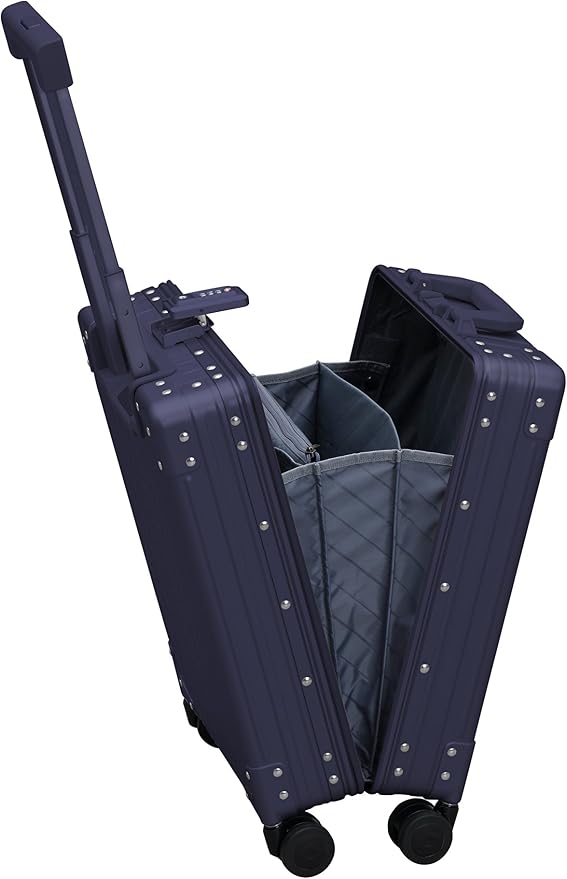 All Aluminum Lightweight 20" Business Laptop Briefcase - Vertical Open Carry-On, TSA Approved Suitcase, Four 360° spinner wheels, Compartment, Hard Side Cabin Bag for Travel & Business (Sapphire) - Image 2