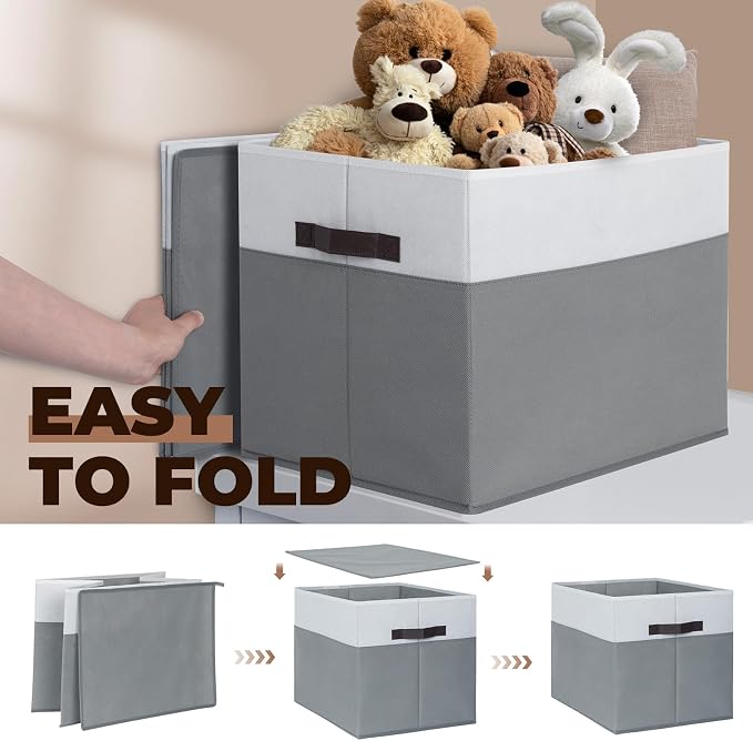Criusia 8 Pack Closet Organizers and Storage Bins - Extra Large Storage Baskets for Organizing - Clothes Storage Bins for Shelves -Foldable Organizer Bins Totes for Toy Blanket, Dorm Room Essentials - Image 7