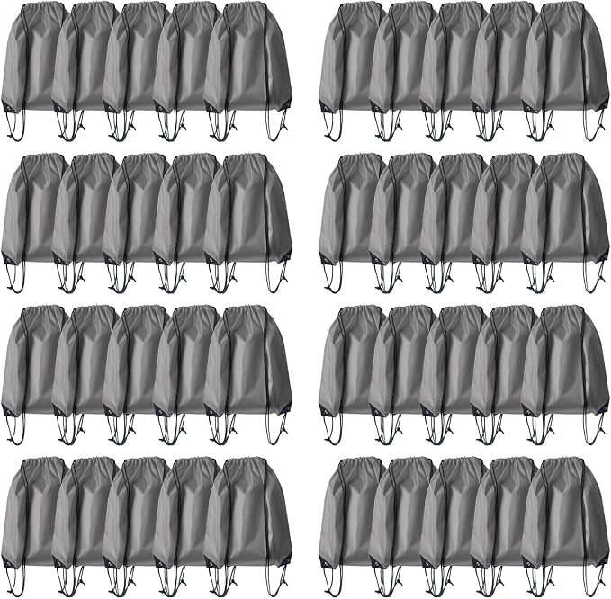 Drawstring Backpack Bulk 40Pcs Draw String Backpack Bags DIY Gym Sports Traveling Yoga Cinch Bag Sackpack Drawstring（grey） by Unknown