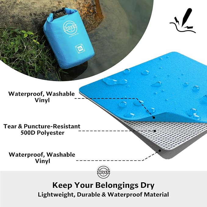 STOVER 5/10/25/30/40L Waterproof Dry Bag, Small Lightweight Roll Top Dry Bag Backpack w/Waterproof Phone Case, Kayaking, Travel, Hiking, Fishing, Tubing, Camping, the Beach, Men/Women (Blue) - Image 2