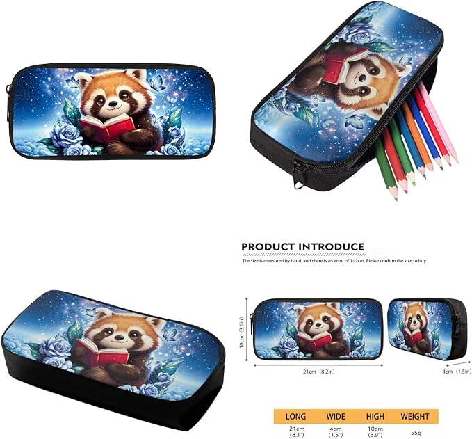 Red Panda Backpack Girls 17 Inch Large Capacity School Bag with Lunch Bag, 4-in-1 Set, Reading Animal Bookbag and Pencil Case Water Bottle Holder Back to School Supplies - Image 6